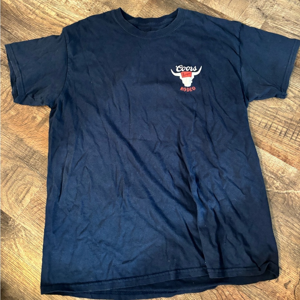 Coors Banquet Shirt Mens  Navy Blue Rodeo Cracked Graphic Short Sleeve